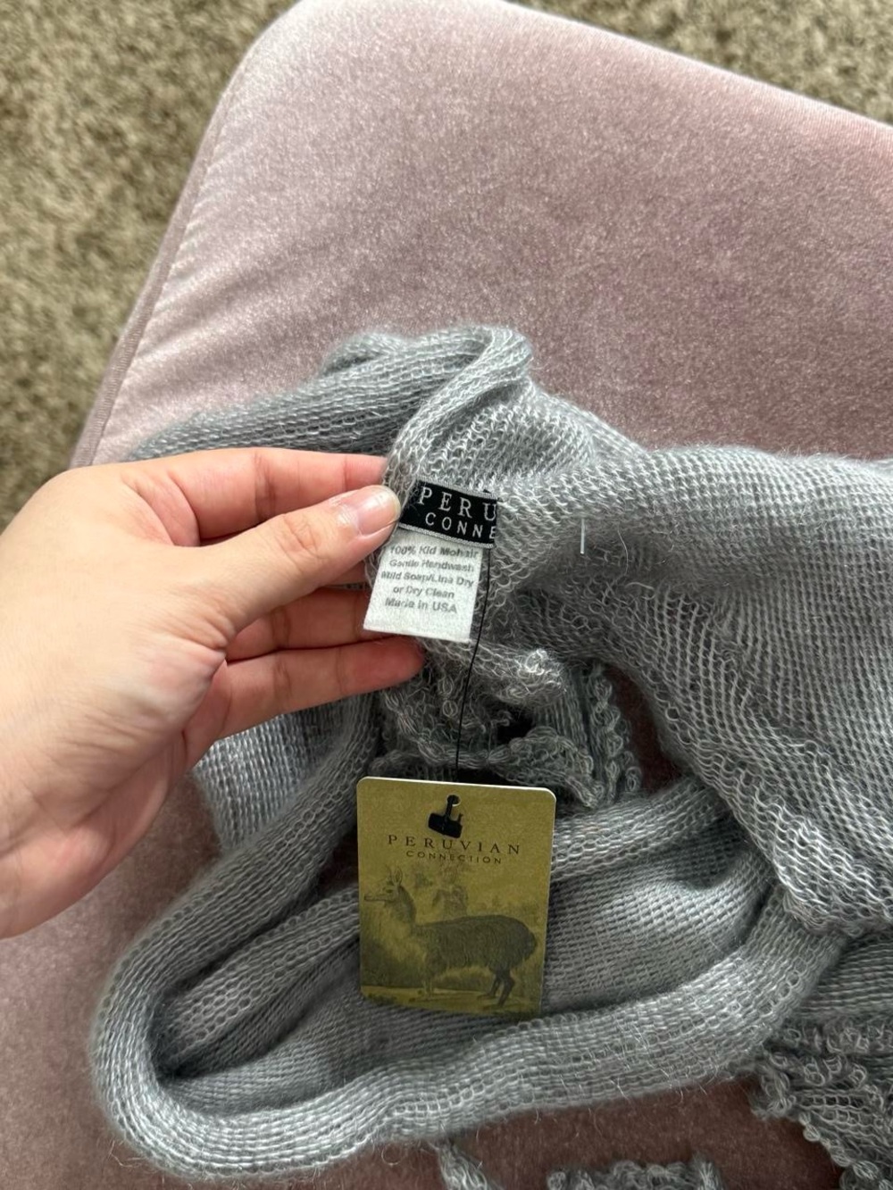 BNWT fairy grunge boho whimsical grey ruffled mohair scarf - Picture 5 of 5
